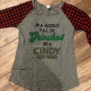 Gray and Red Plaid Women's Top